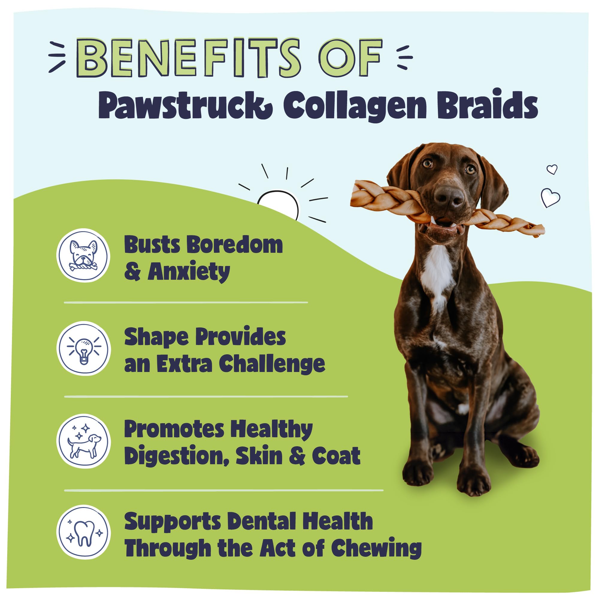 Pawstruck paquete de 3 mechas de colageno para perros, conveniencia