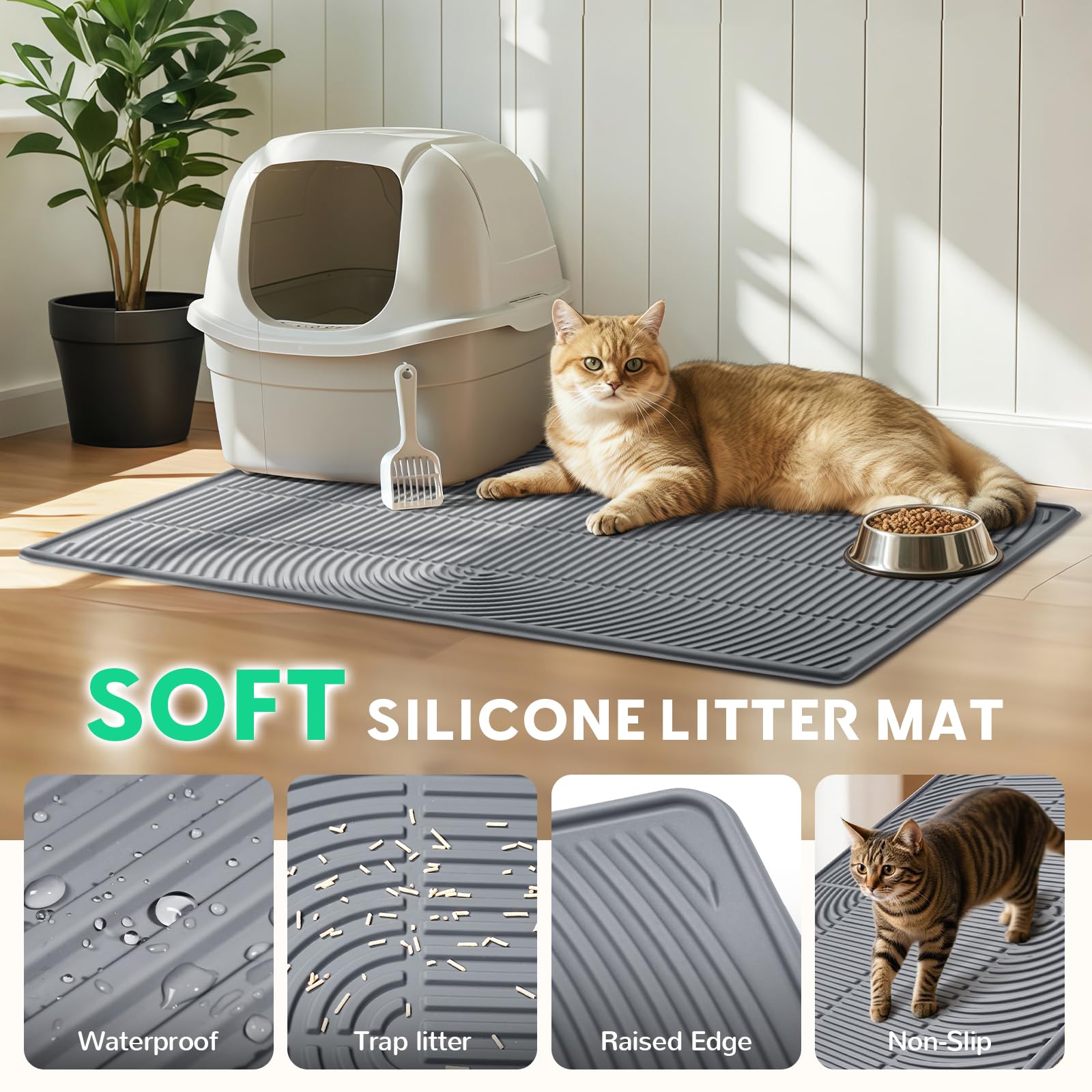 Pawtasy superficie trampa con borde para evitar derrames y facilitar la limpieza.