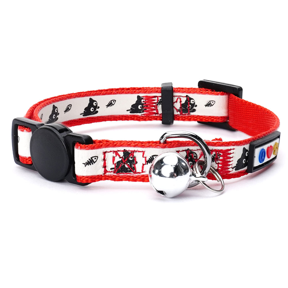 Collar Pawtitas para gato brilla en oscuridad, ideal para paseos nocturnos.
