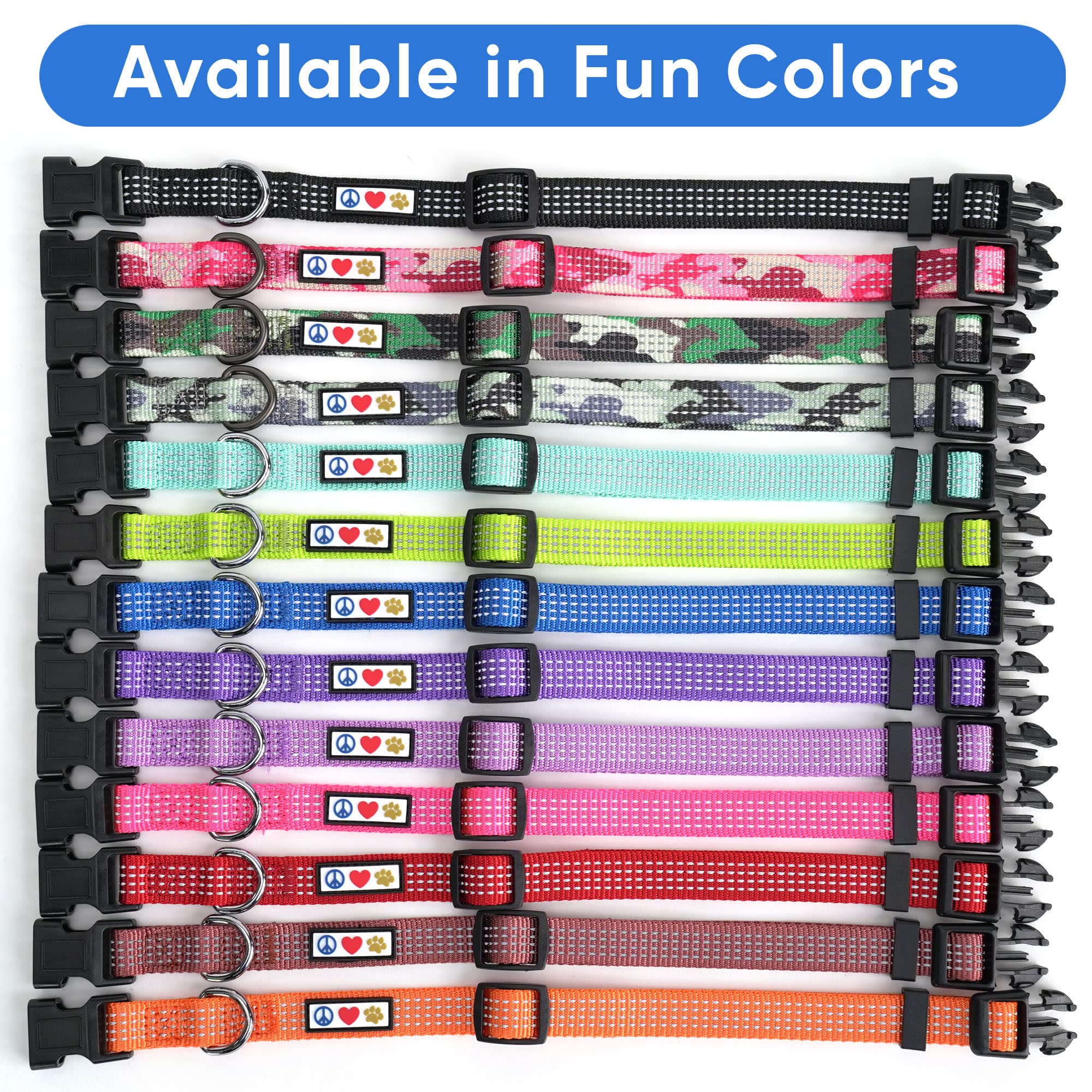 Conjunto Pawtitas de accesorios reflectivos: collar, arnés y correa a juego.