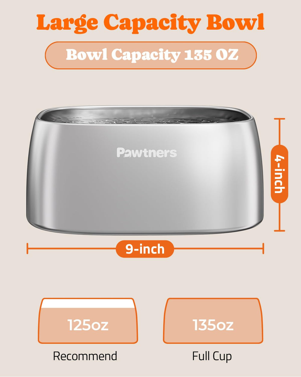 Acero inoxidable 304 de Pawtners para higiene y durabilidad.