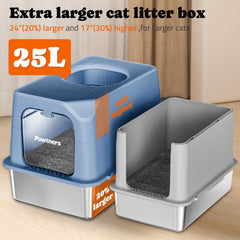 Pawtners caja de arena XL, vista abierta: acceso fácil para gatos.