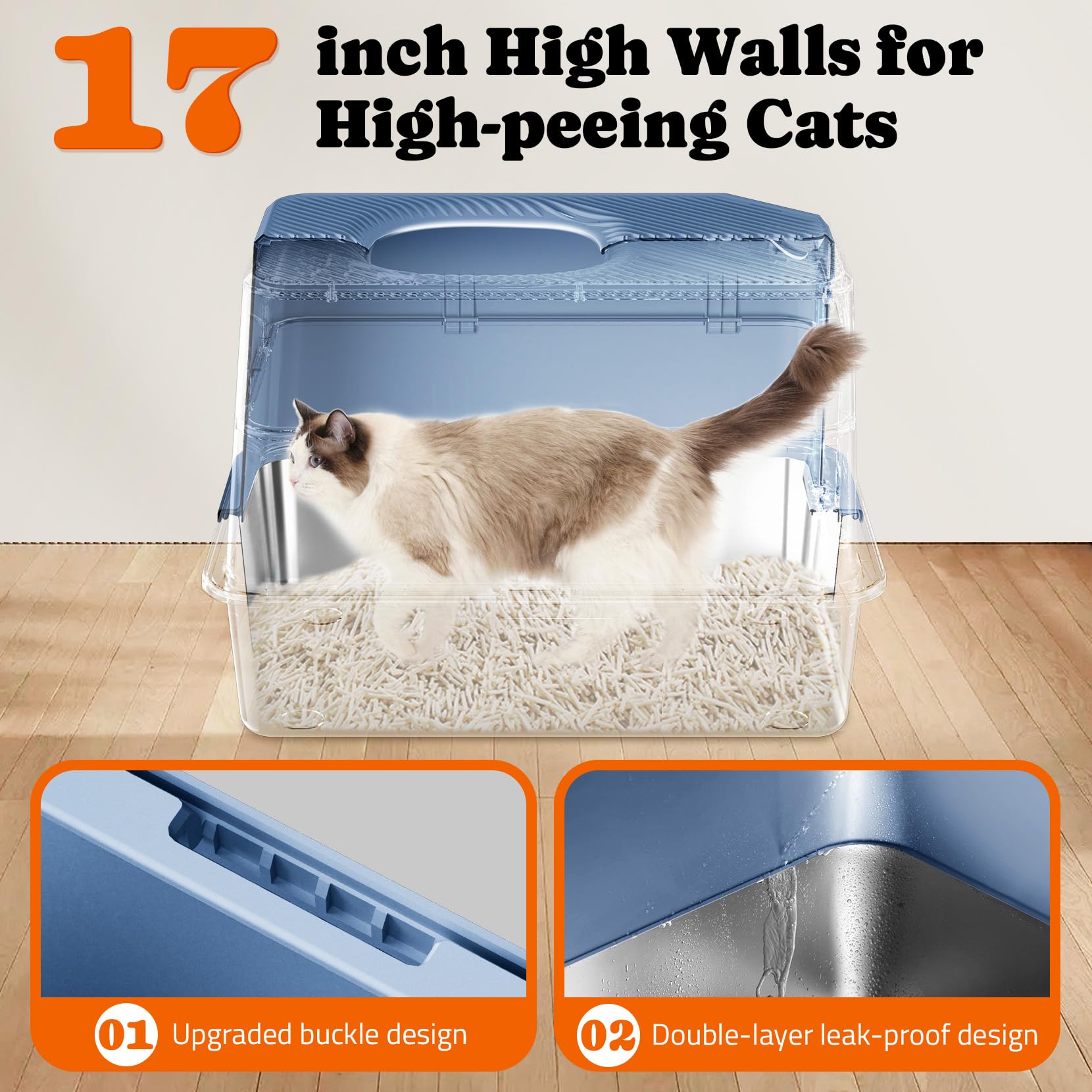 Pawtners caja de arena XL, dimensiones generosas: mucho espacio para moverse.