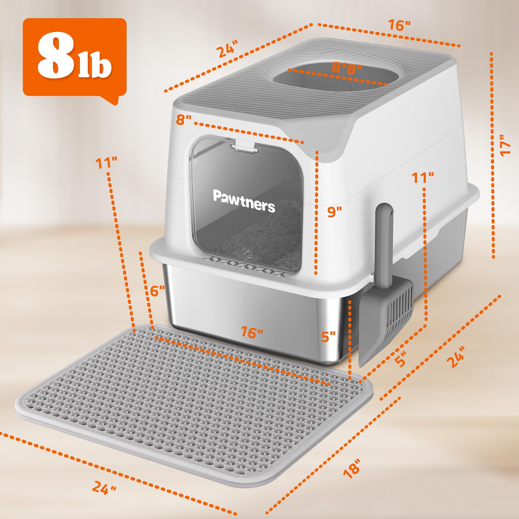 Pawtners superficie de acero inoxidable antiadherente facilita la limpieza.