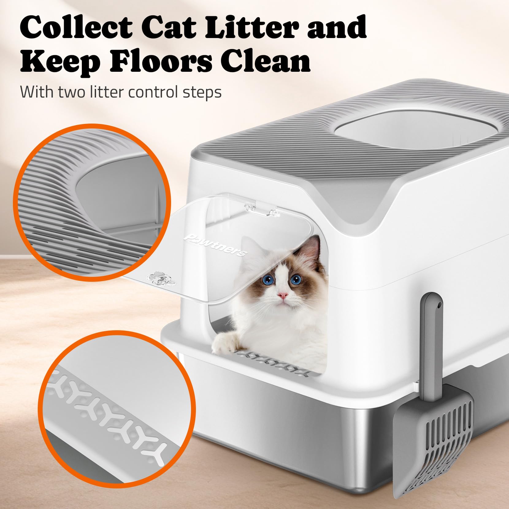 Pawtners caja litter con cuchara incluida para limpieza eficiente