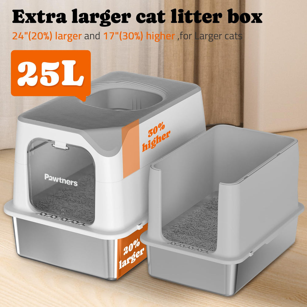 Pawtners caja litter diseño alto y cerrado para privacidad y reducción de olores