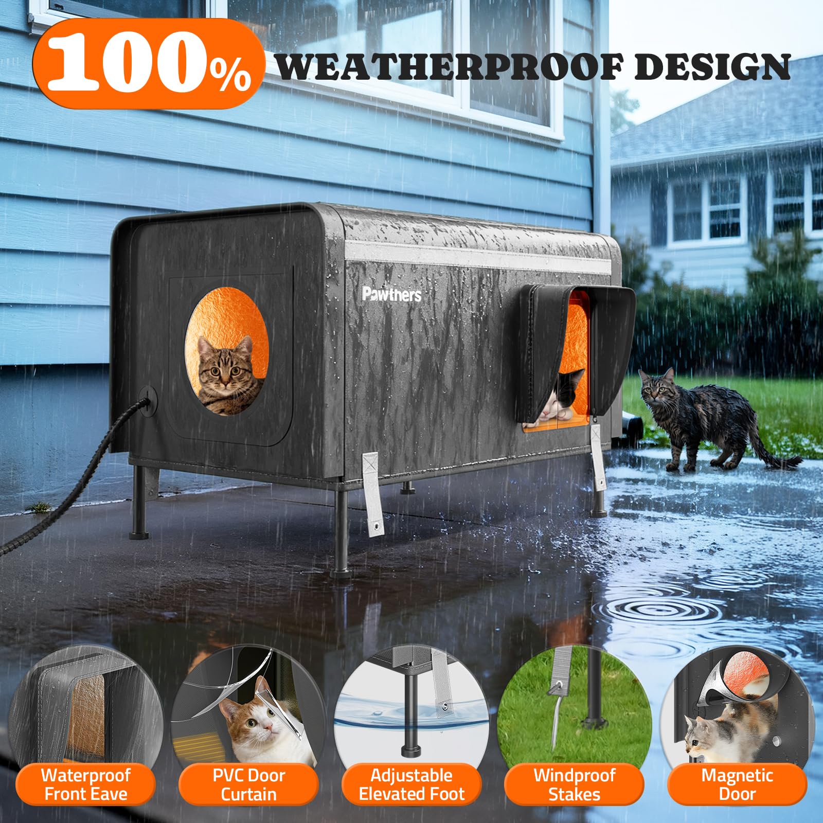 Pawtners refugio exterior con cubierta impermeable para mantener interior seco