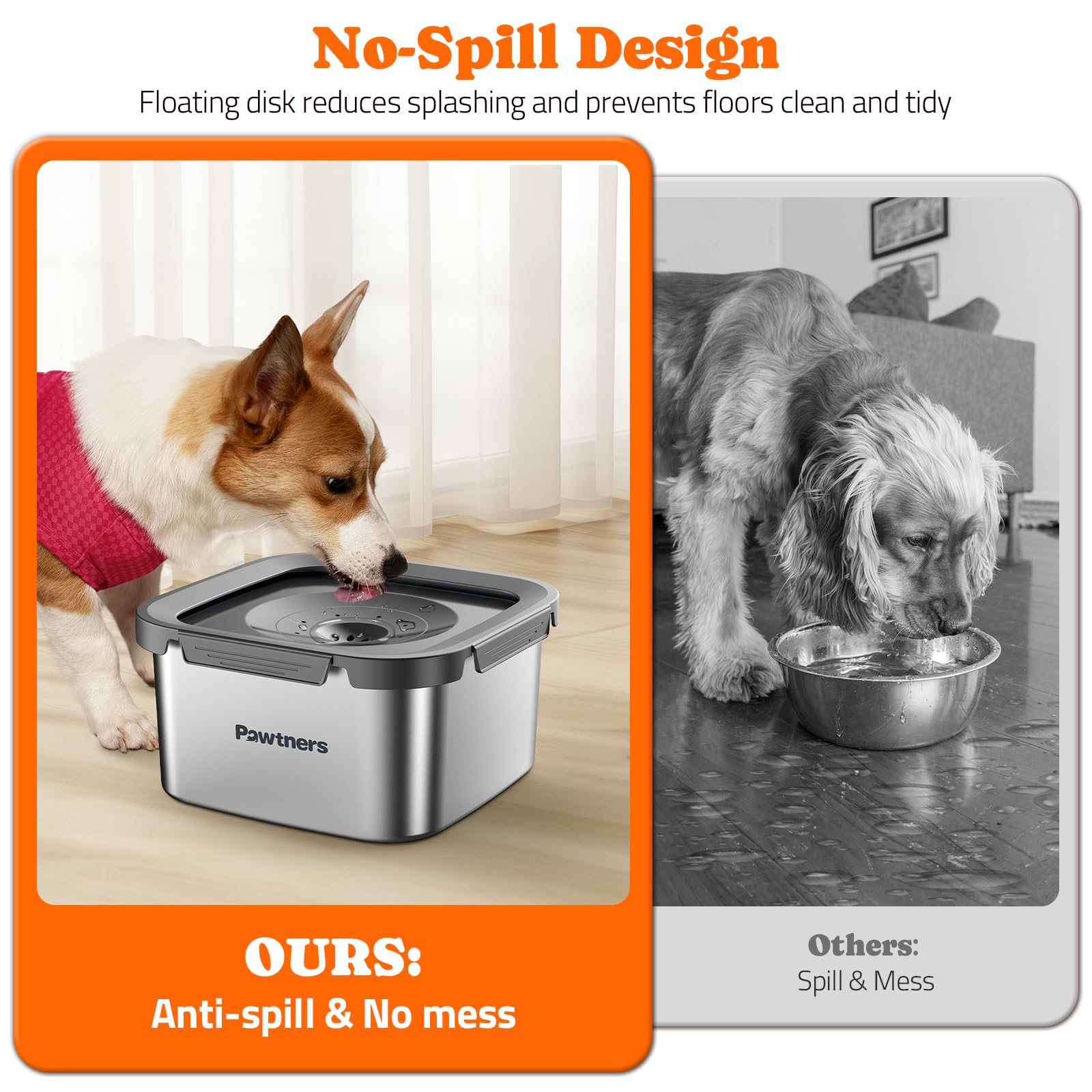 Pawtners cuenco perro acero inoxidable, duradero y fácil de limpiar