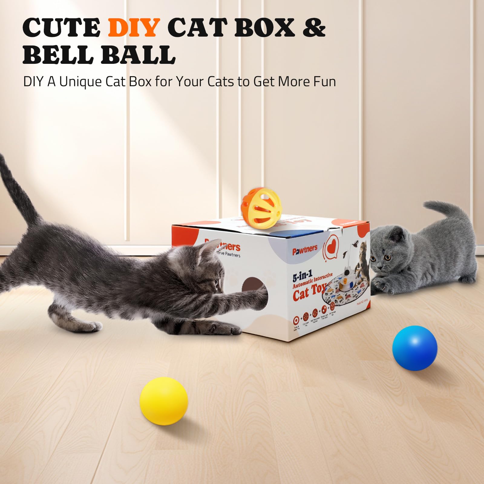 Pawtners Juguete Gato Batería Recargable USB-C: juego continuo sin cambios de pila.