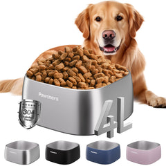 Cuenco Pawtners grande de 4 litros para agua, acero inoxidable duradero.
