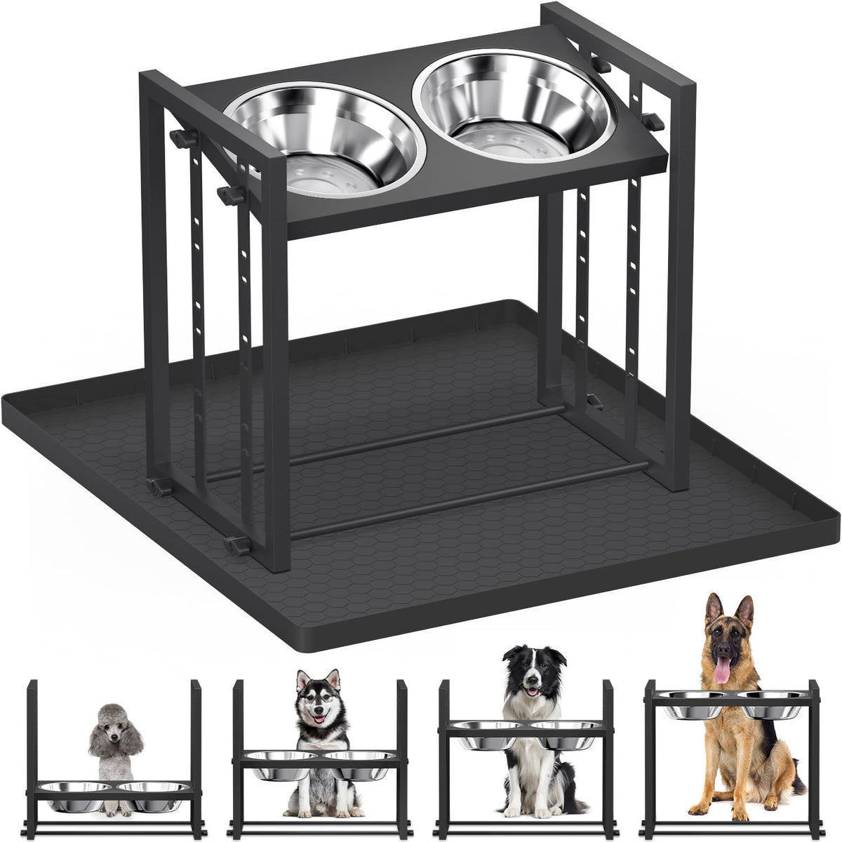 Pawtners platos elevados para perros, cuatro alturas para mayor comodidad durante la comida.