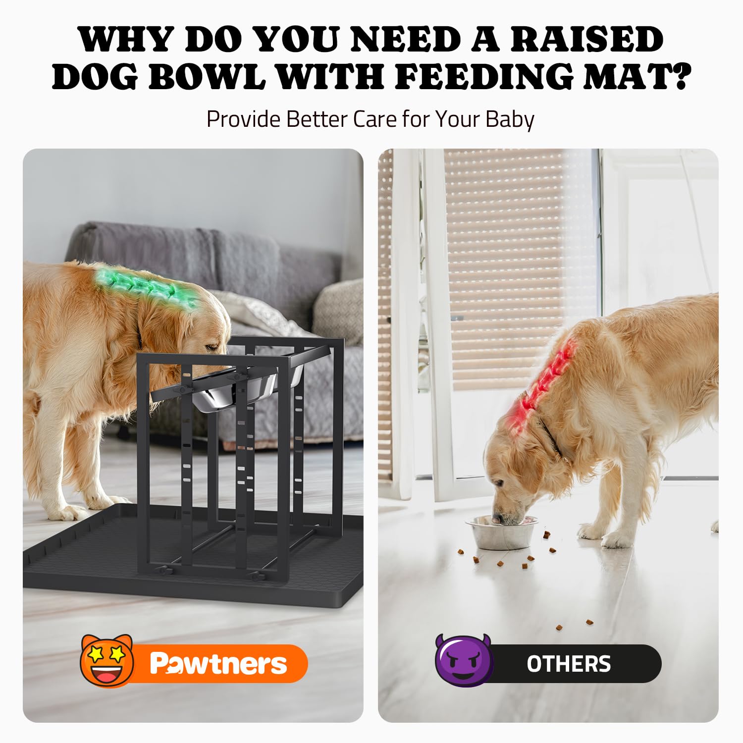Dos tazones de acero inoxidable de Pawtners para comida y agua.