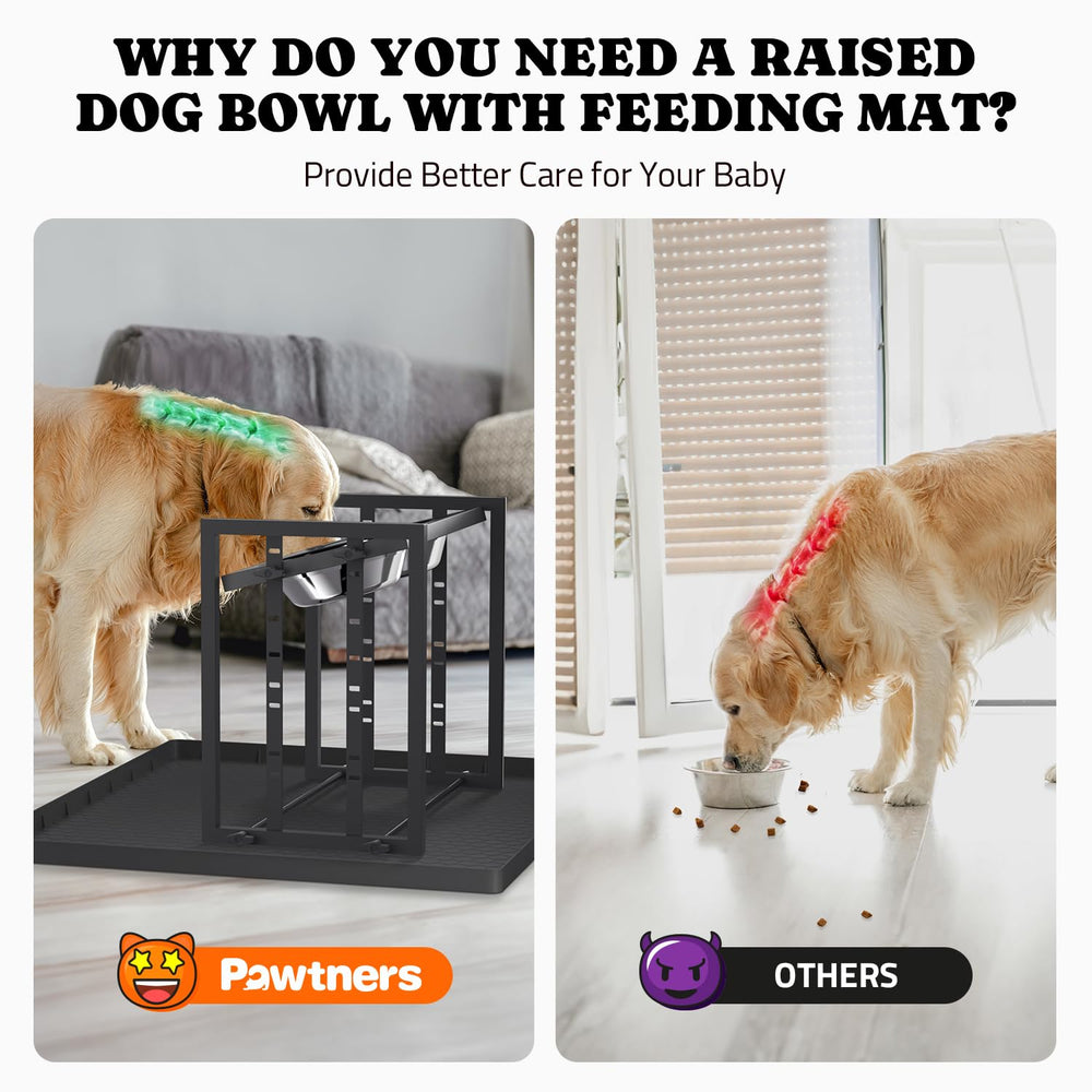 Dos tazones de acero inoxidable de Pawtners para comida y agua.