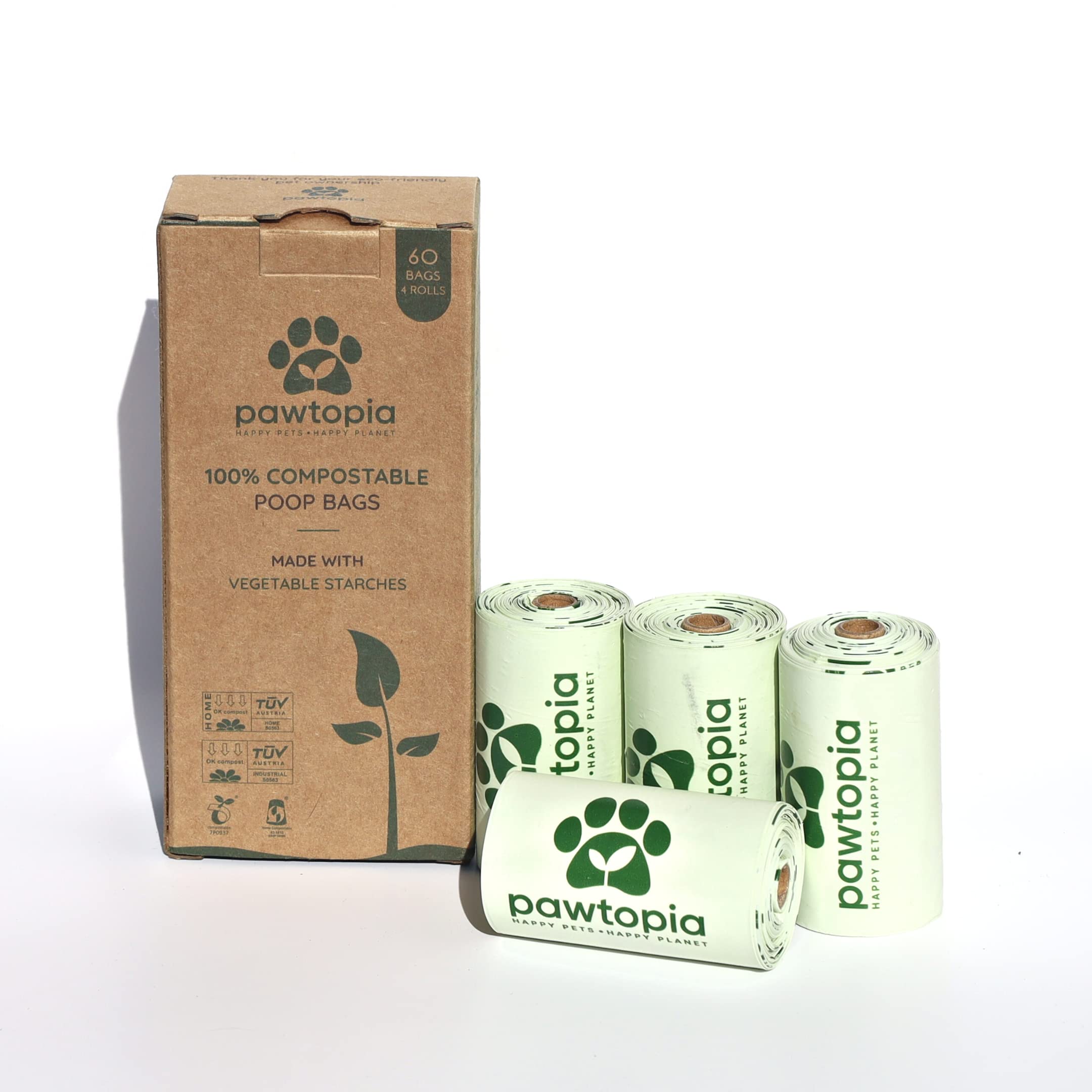 Bolsas Pawtopia para desechos de perros, 60 unidades compostables y resistentes