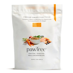 pawTree liofilizado crudo pollo, nutrición real para perros y gatos.