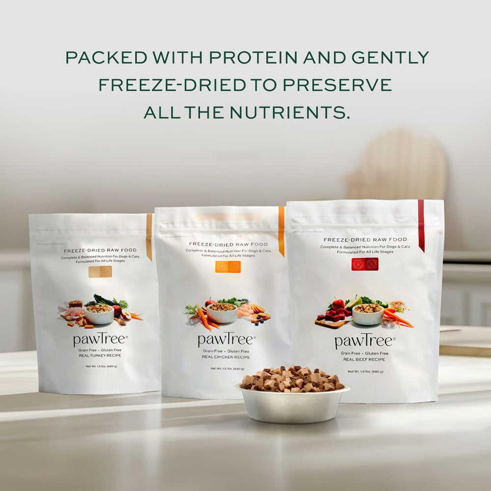 pawTree pollo liofilizado crudo, opción suave para perros con sensibilidad.