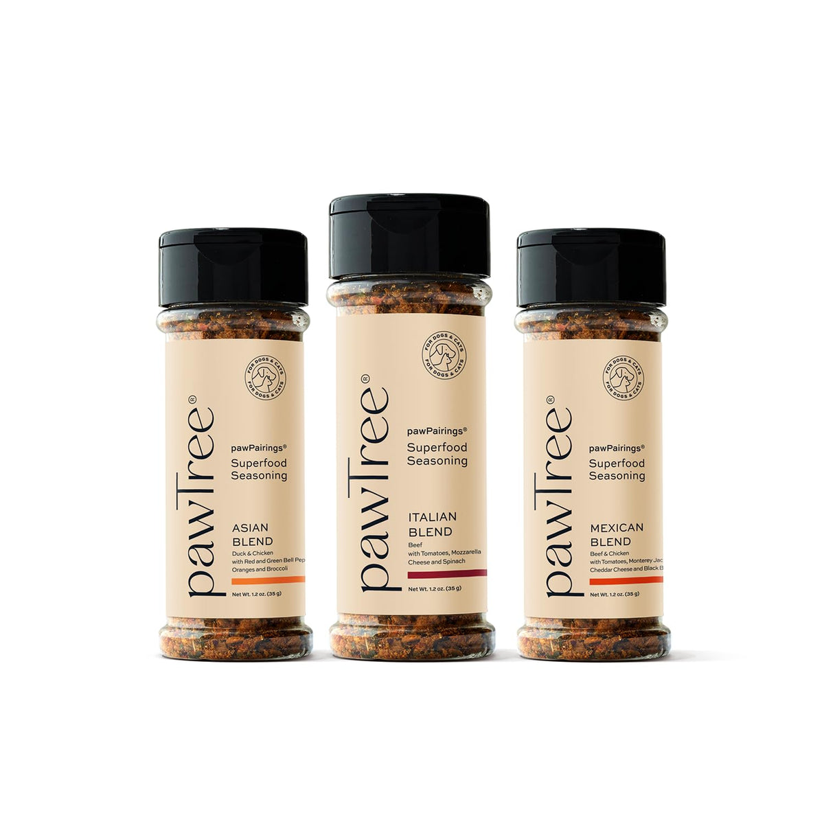 pawtree toppers en envase práctico para realzar el sabor en perros y gatos