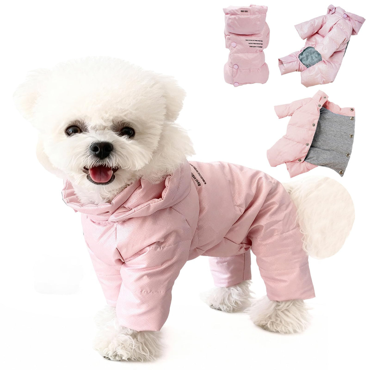 PawUnion abrigo para perro pato blanco 4 patas: calor ligero para paseos de invierno