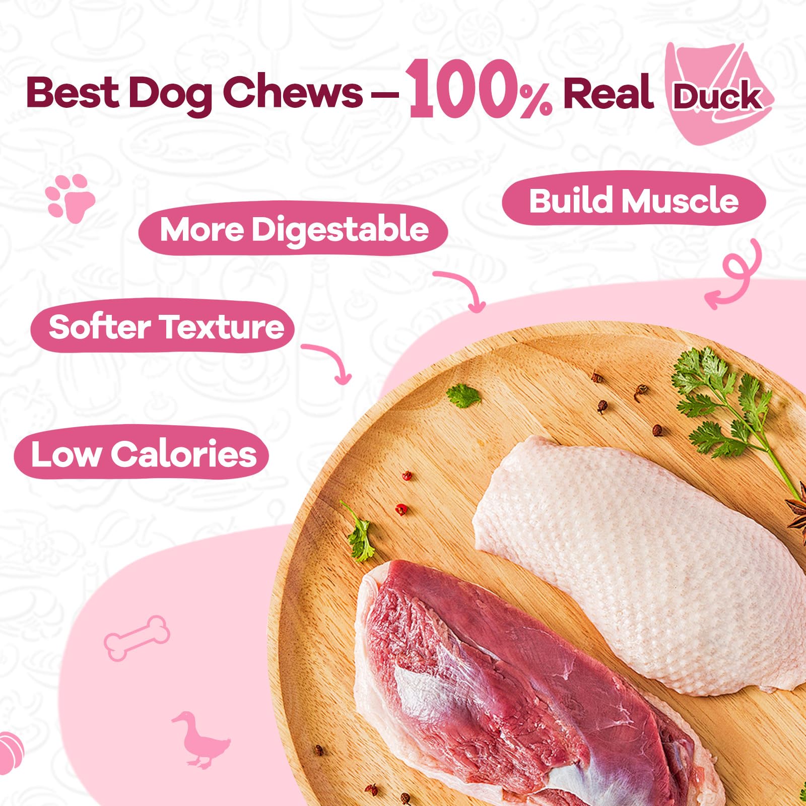 PAWUP sabor calabaza con pato, ideal como snack diario.