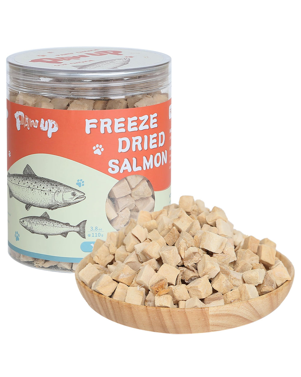 PAWUP Salmón entero, snack natural de un solo ingrediente para perros.