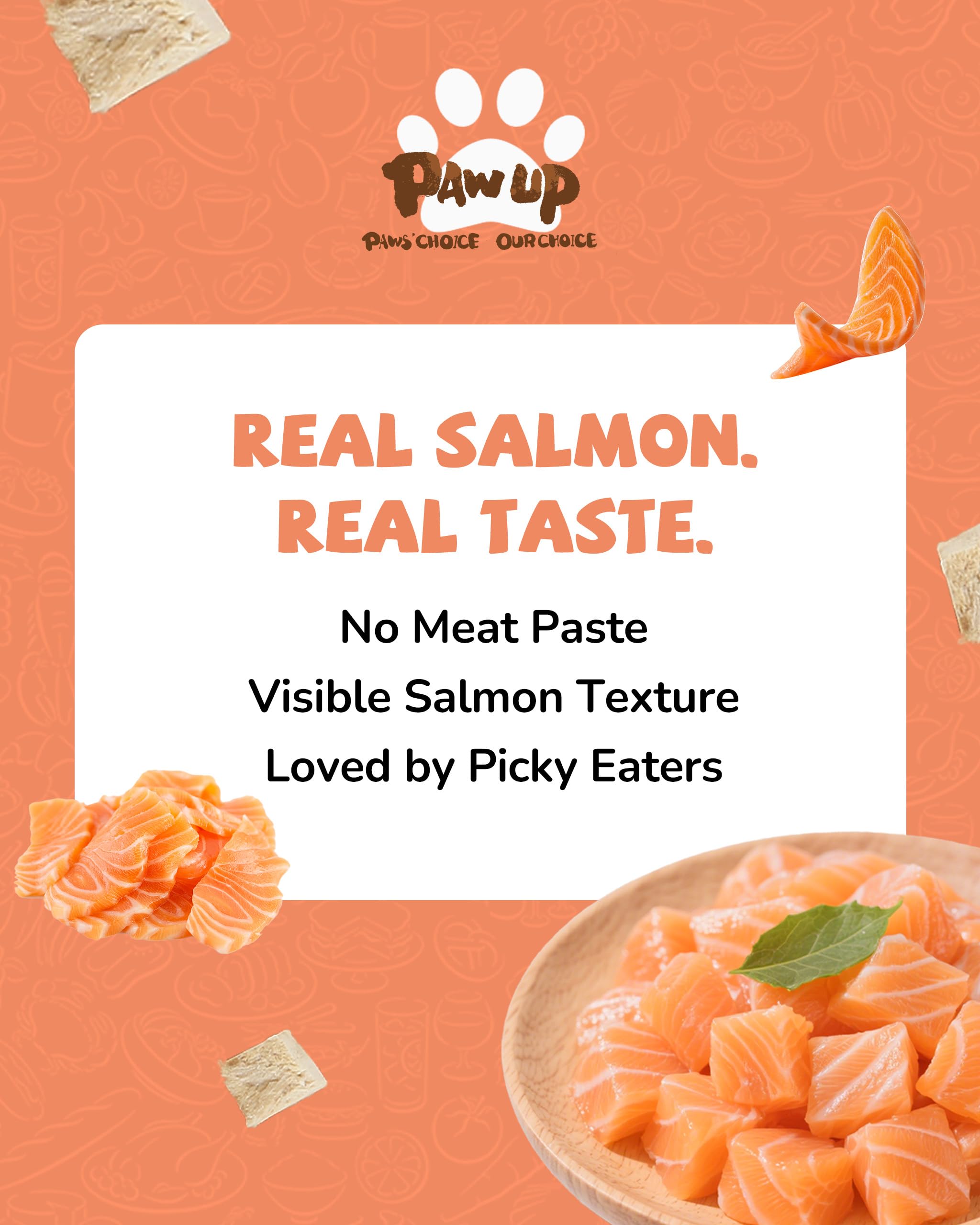PAWUP Salmón snack diario, opción saludable para mordiscos.