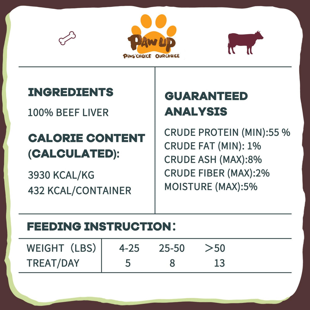 PAWUP textura higado de res crujiente para variedad en la dieta.