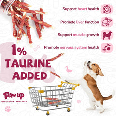 PAWUP tiras cuero-crudo de pato con taurina, apoyo posible para la salud diaria.