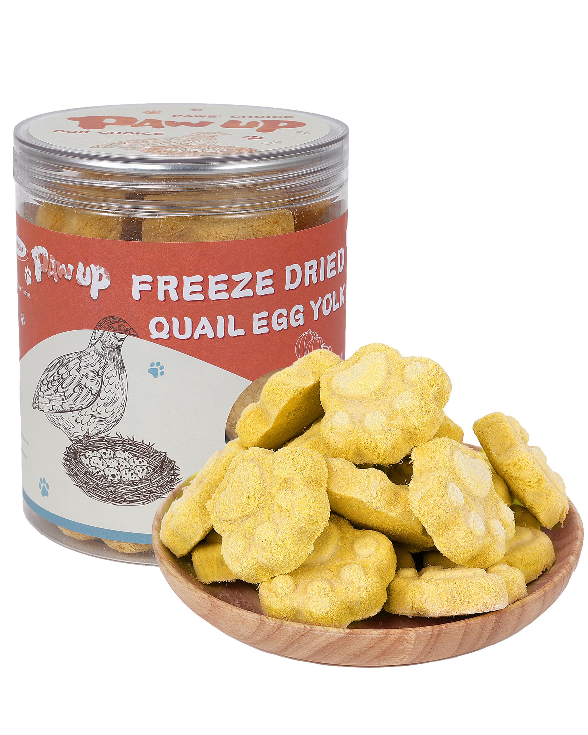 PAWUP yema de codorniz desecada, trozo nutritivo para mascotas