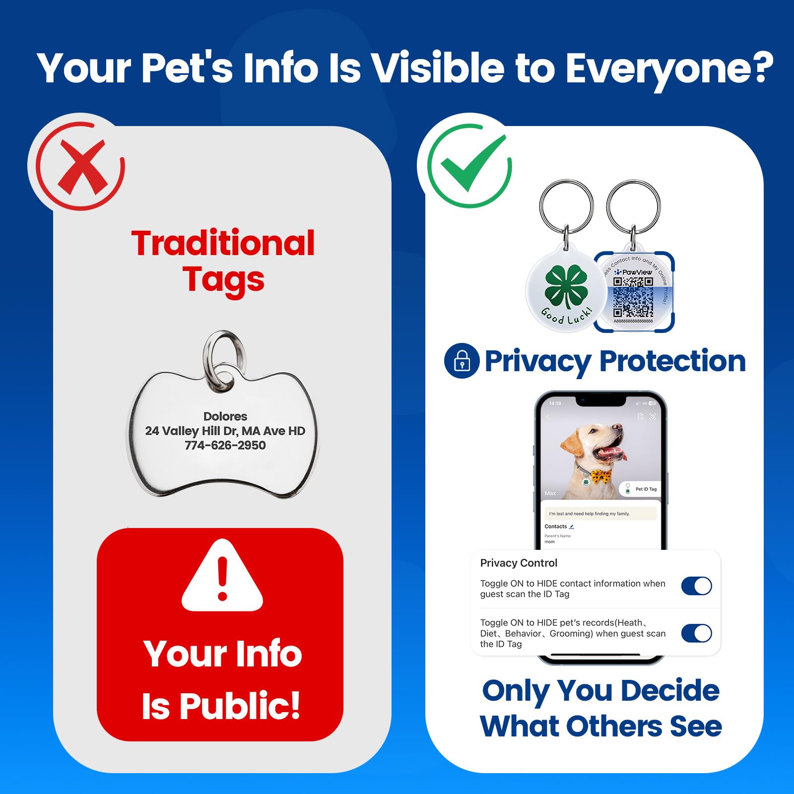 Etiqueta PawView mano Hamsa, diseño protector para mascotas.
