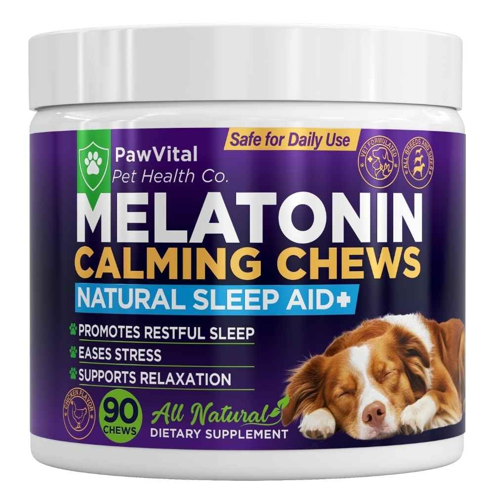 PawVital gomitas melatonina para perros en tarro, ayuda al sueño.