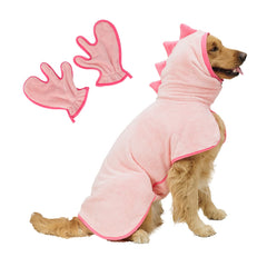 Pawyee toalla perro dino rosa absorbente para secado rápido tras baño.
