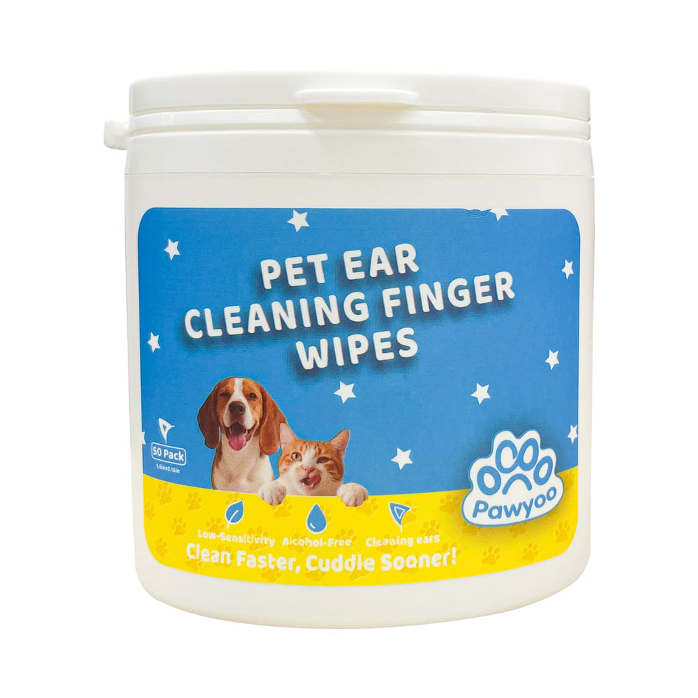 Pawyoo toallitas orejas dedos, higiene diaria suave para perros y gatos.