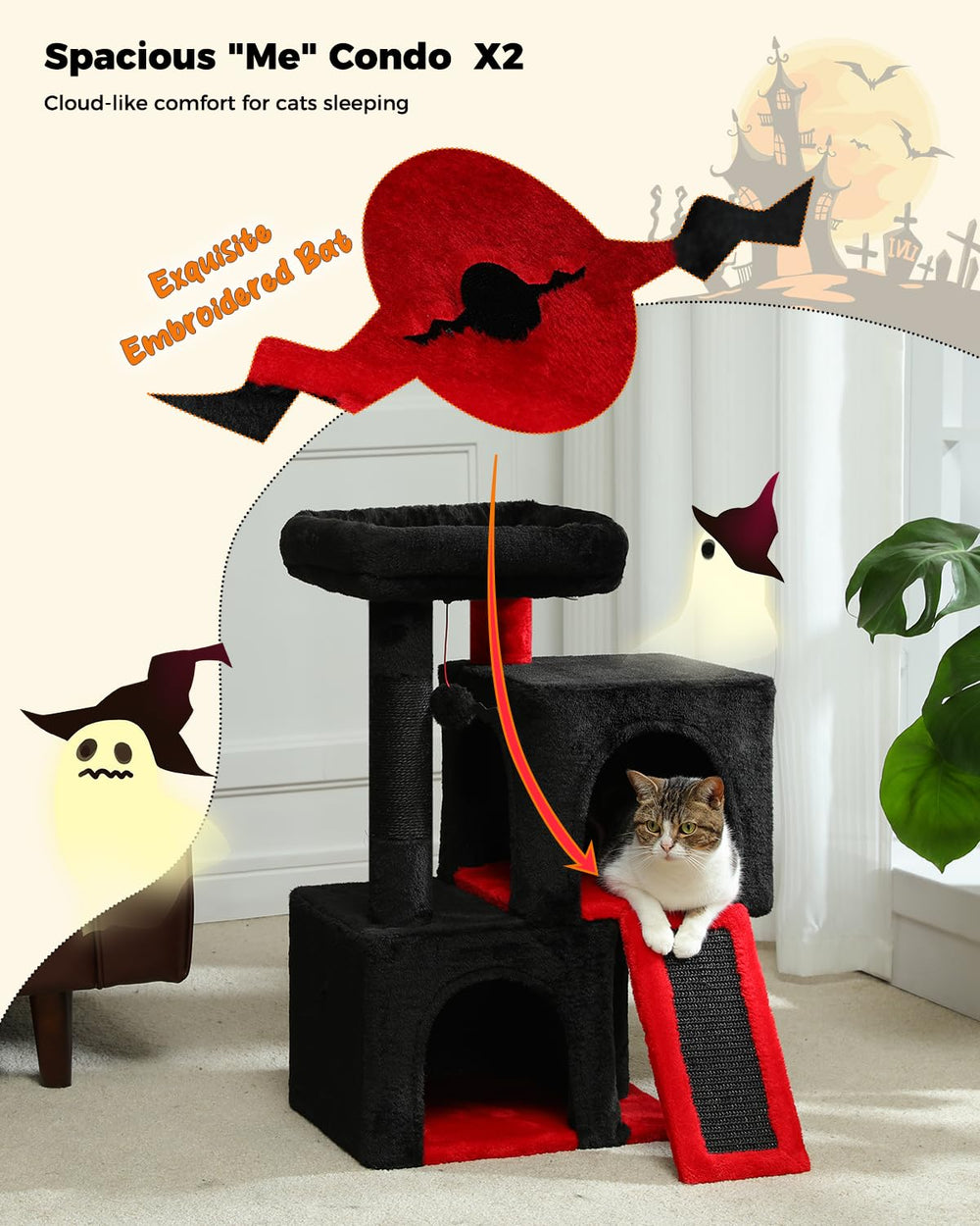 PAWZ Road arbol gótico 30 pulgadas, dos condos para dormir con privacidad.