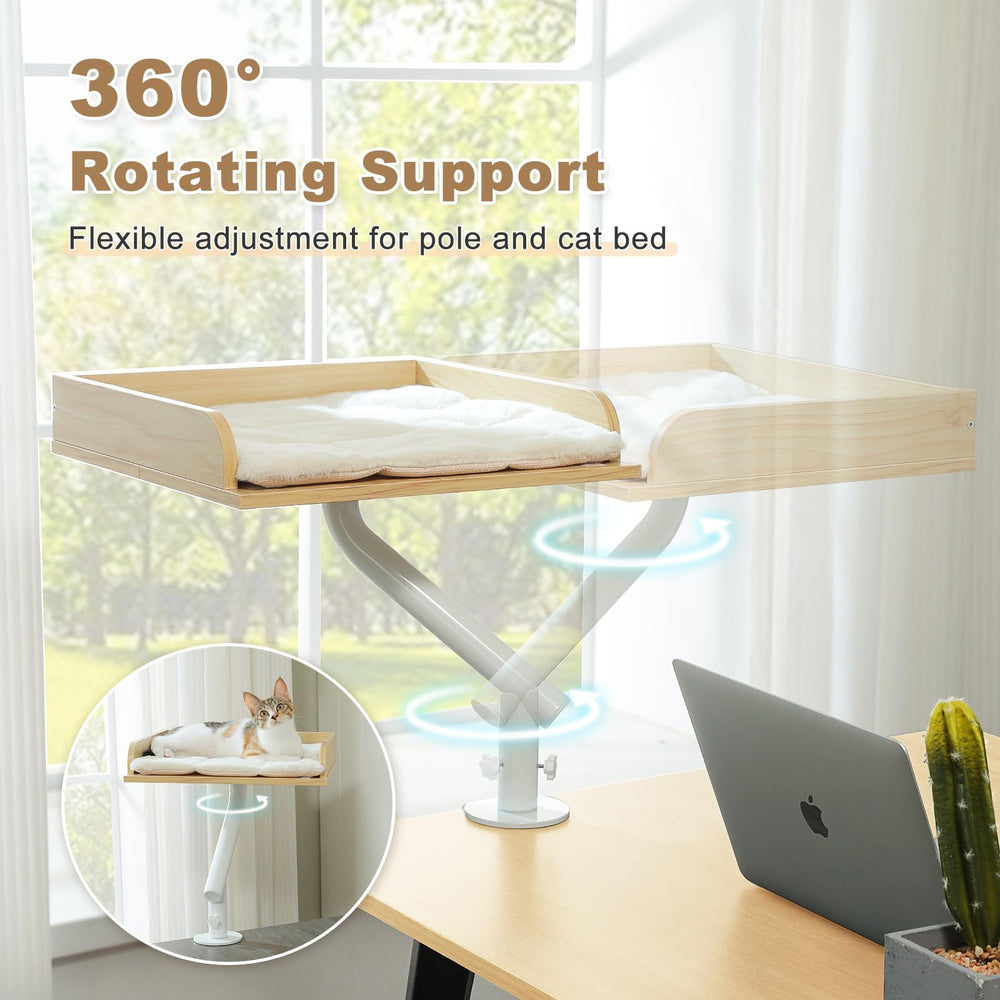 PAWZ Road Cama escritorio gato beige, cojín removible y lavable para limpieza.