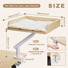 PAWZ Road Cama escritorio gato beige, rotación 360°, fácil acceso para el gato.