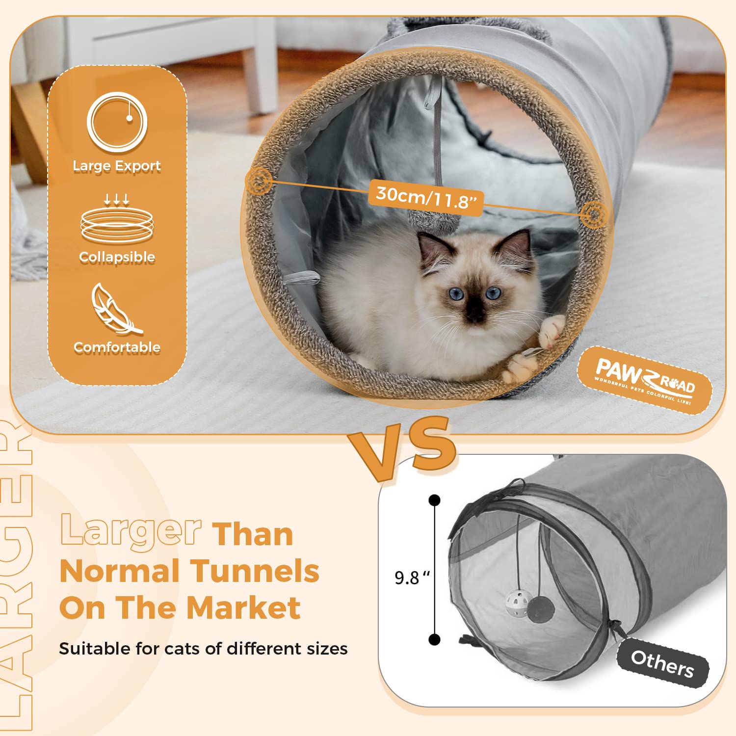 PAWZ Road tunel gato 51 pulgadas, conectores para ampliar el recorrido.