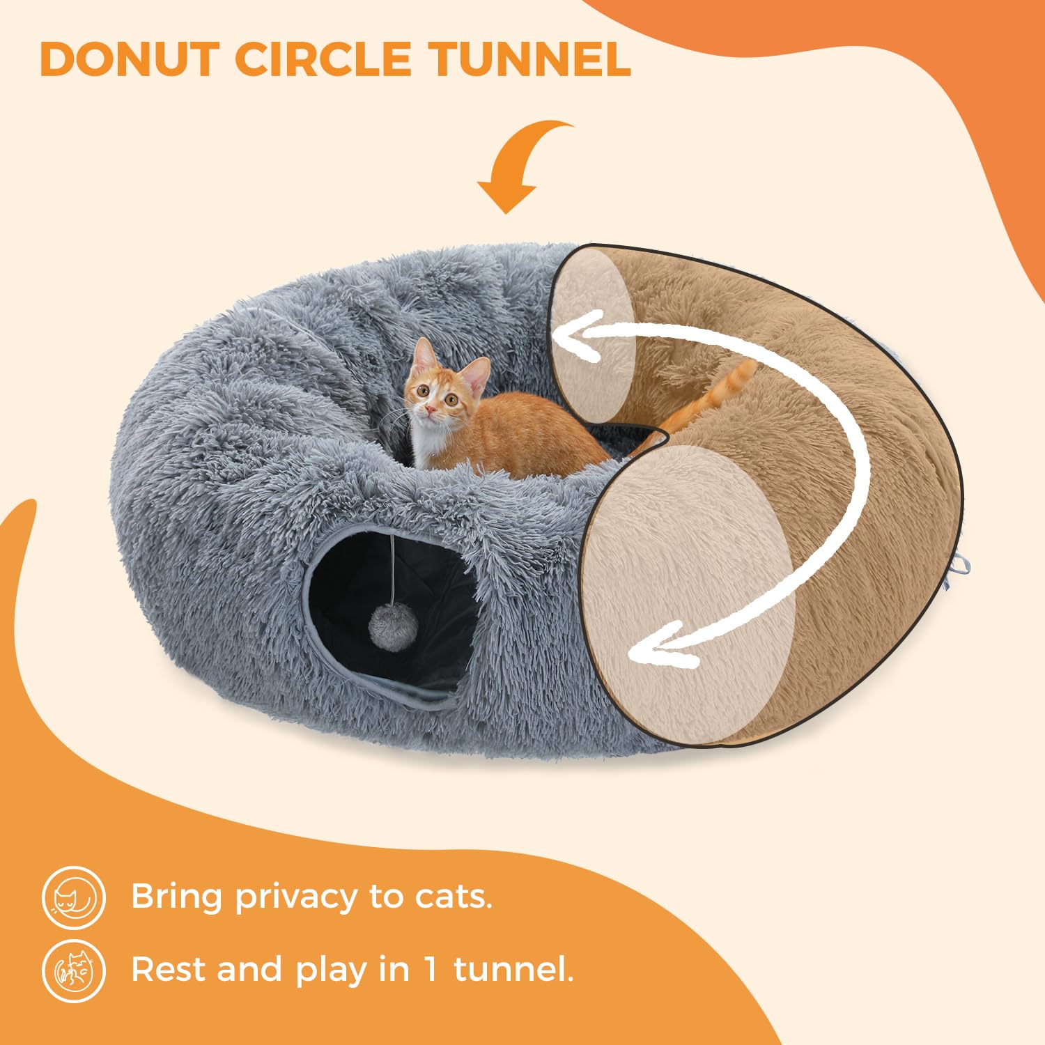 PAWZ Road tunel gato grande: bola colgante para diversión interactiva