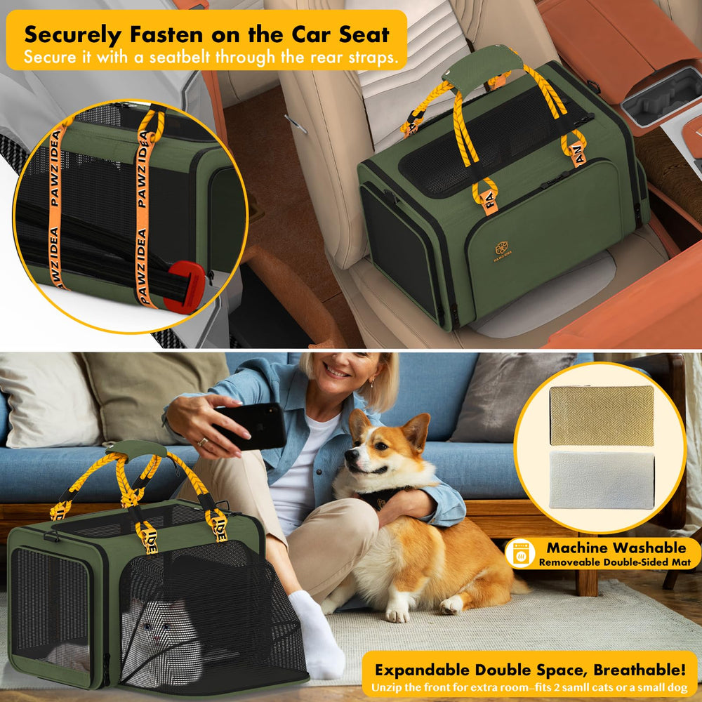 PAWZIDEA bolsillo lateral para objetos esenciales durante el viaje.