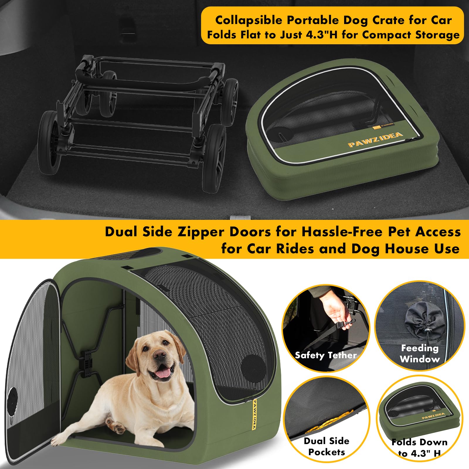 PAWZIDEA bolsa organizadora desmontable guarda juguetes y snacks al alcance.