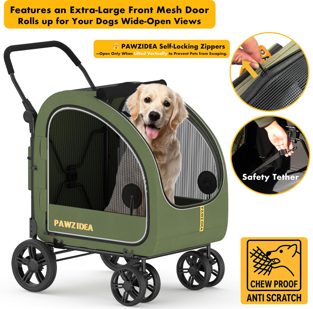 PAWZIDEA ruedas de 9 pulgadas permiten atravesar terreno con estabilidad.