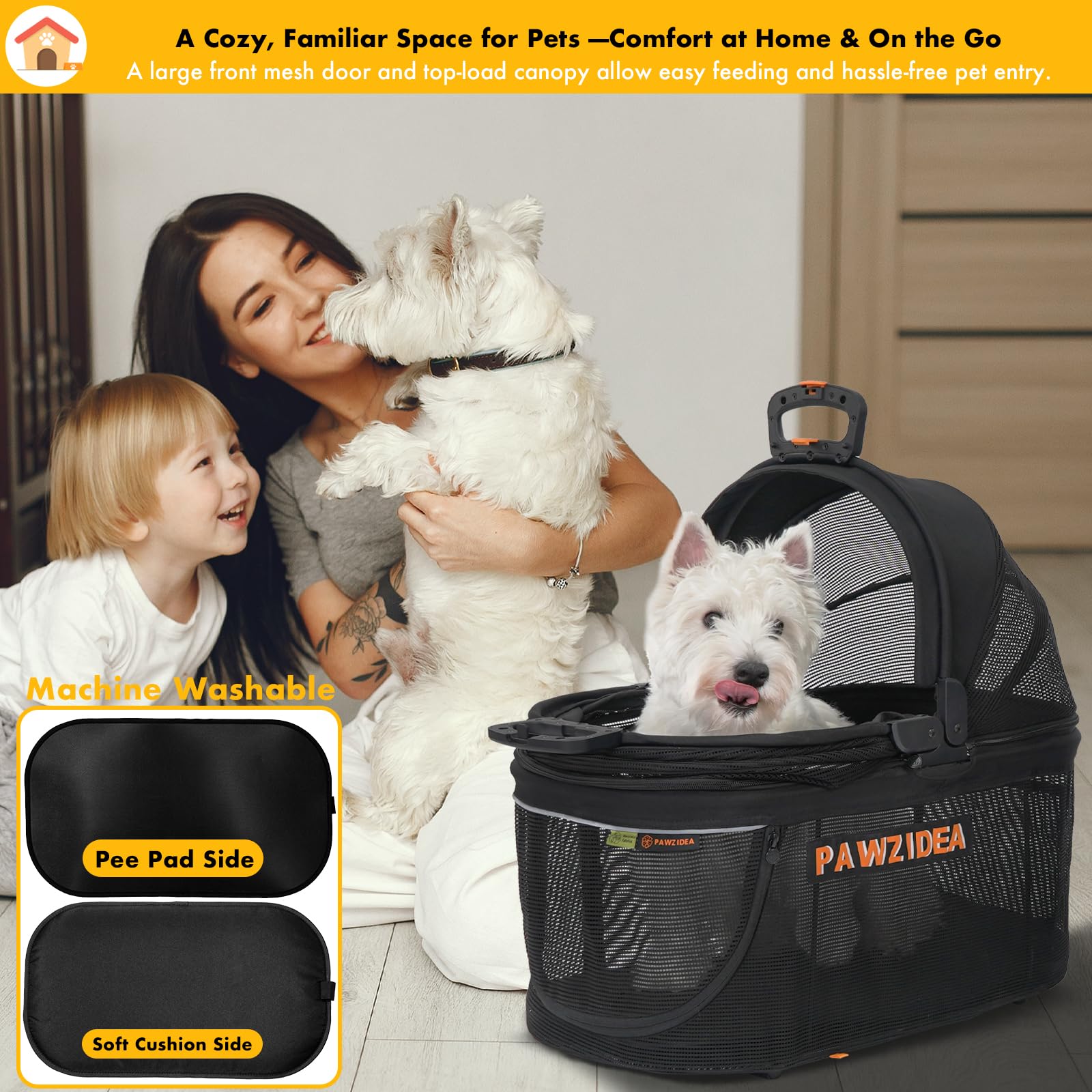 PAWZIDEA cojín acolchado extraíble, fácil de limpiar