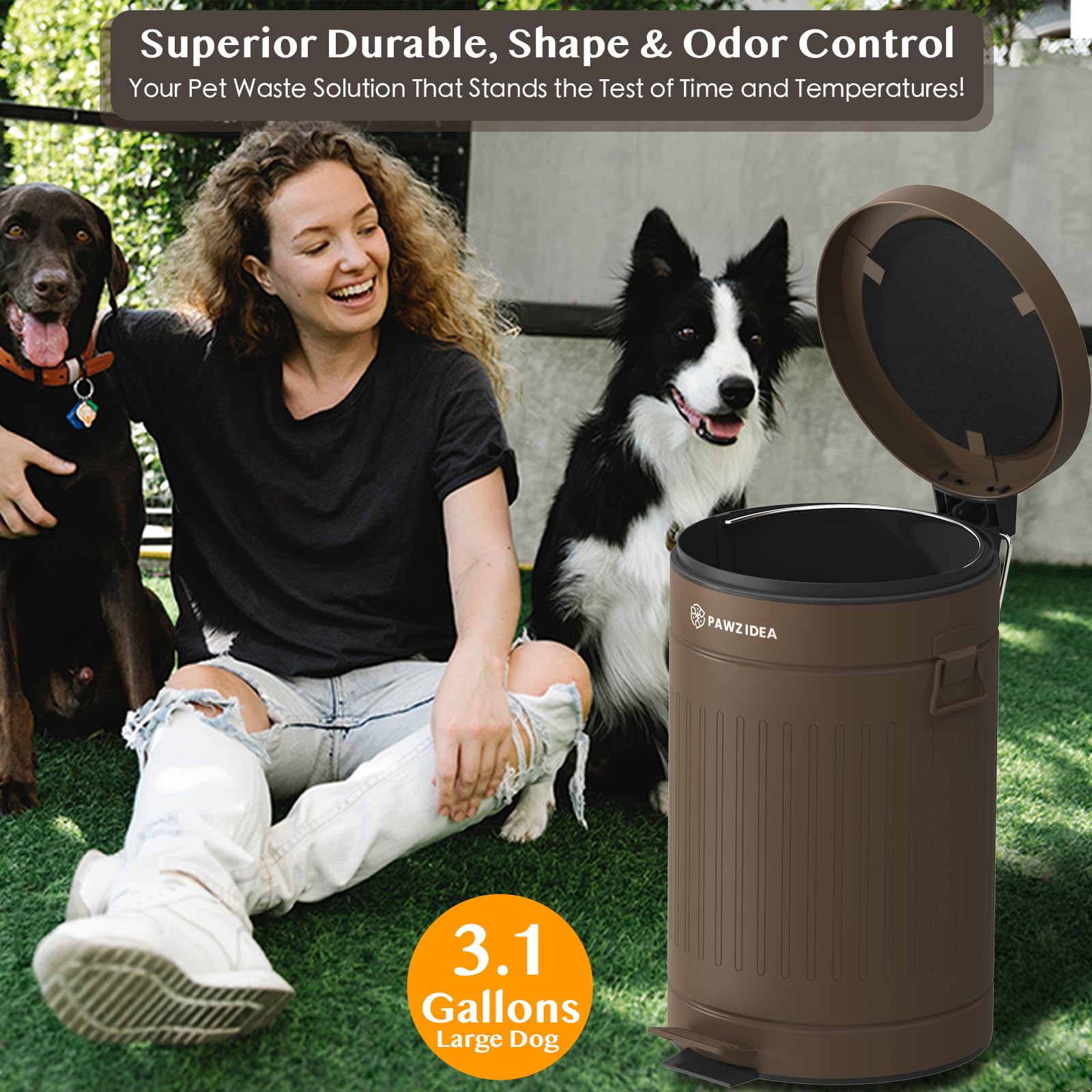 PAWZIDEA compatible con bolsas de 4 galones para sustitución rápida.