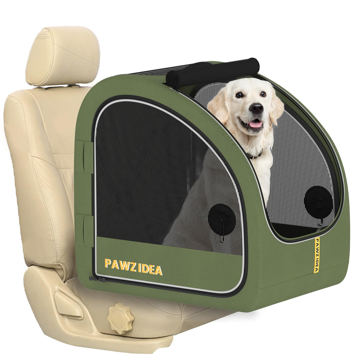 la jaula portátil pawzidea para coche ofrece amplio espacio para perros