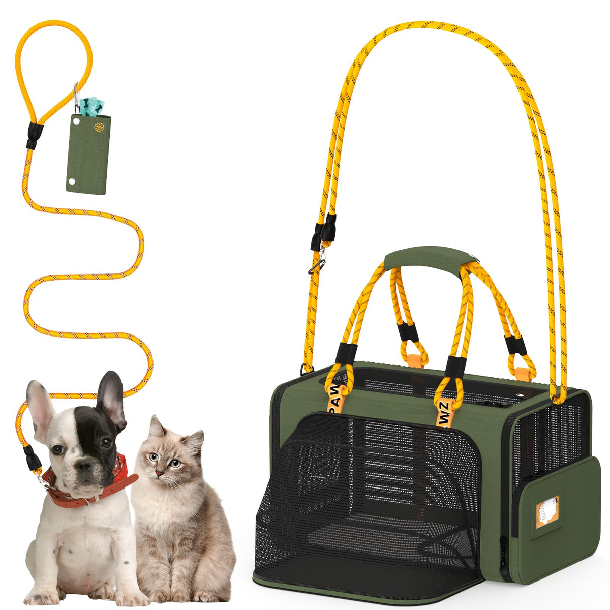 PAWZIDEA portador expandible frontal, ideal para dos gatos pequeños.