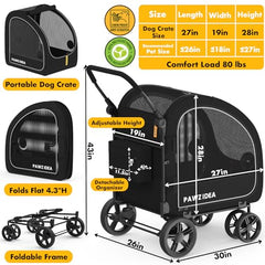 PAWZIDEA transportín desmontable para coche, uso versátil