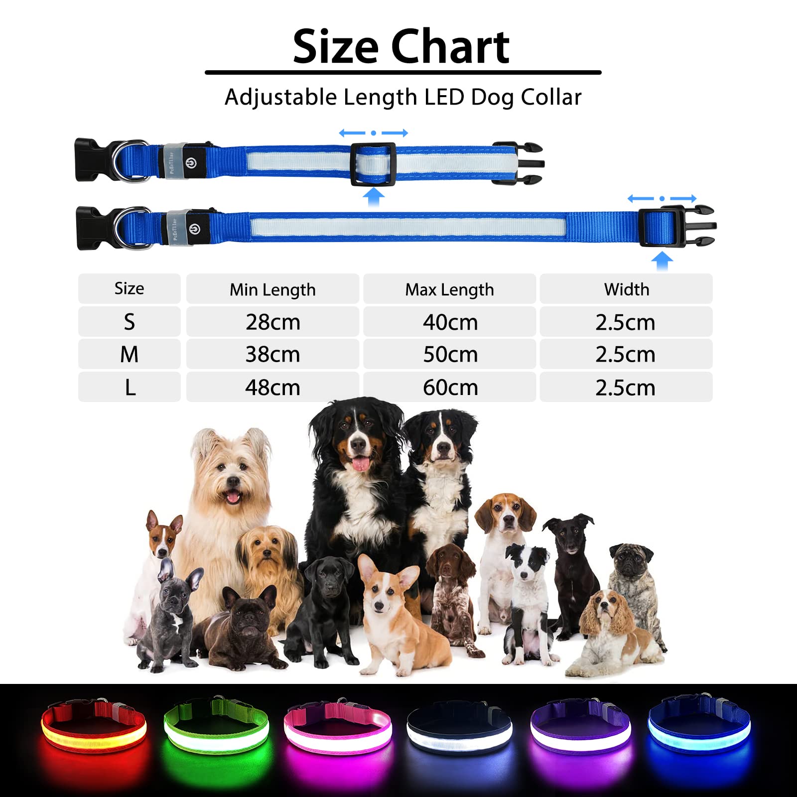 PcEoTllar collar ajuste tamano: compatible con perros de diferentes tamaños