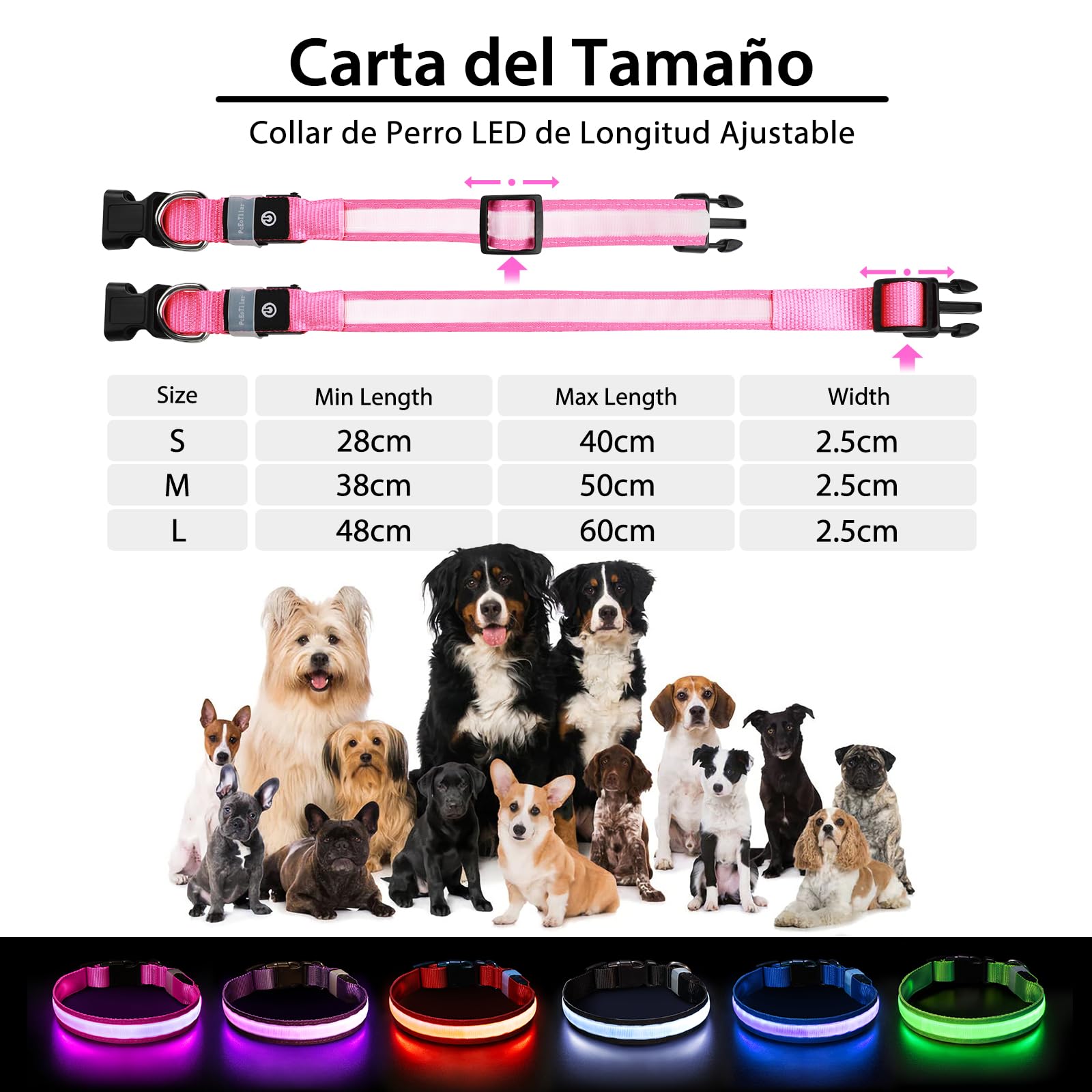 PcEoTllar collar ofrece hasta diez horas de iluminación continua.