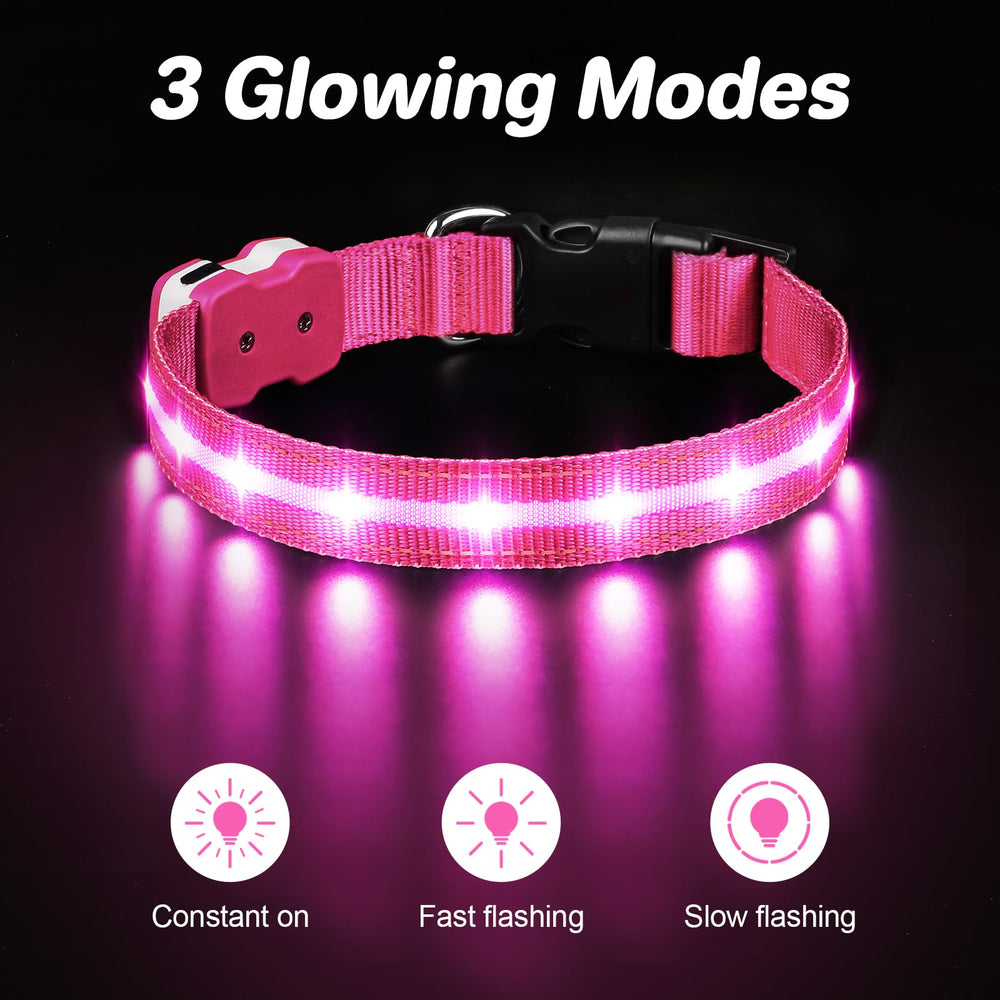 PcEoTllar collar led tres modos parpadeo para mayor seguridad en la noche.