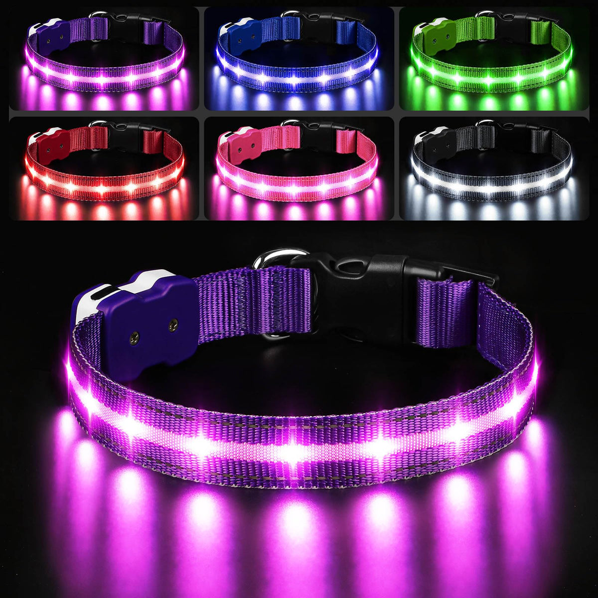 PcEoTllar collar luz LED para perro mejora visibilidad nocturna durante paseos