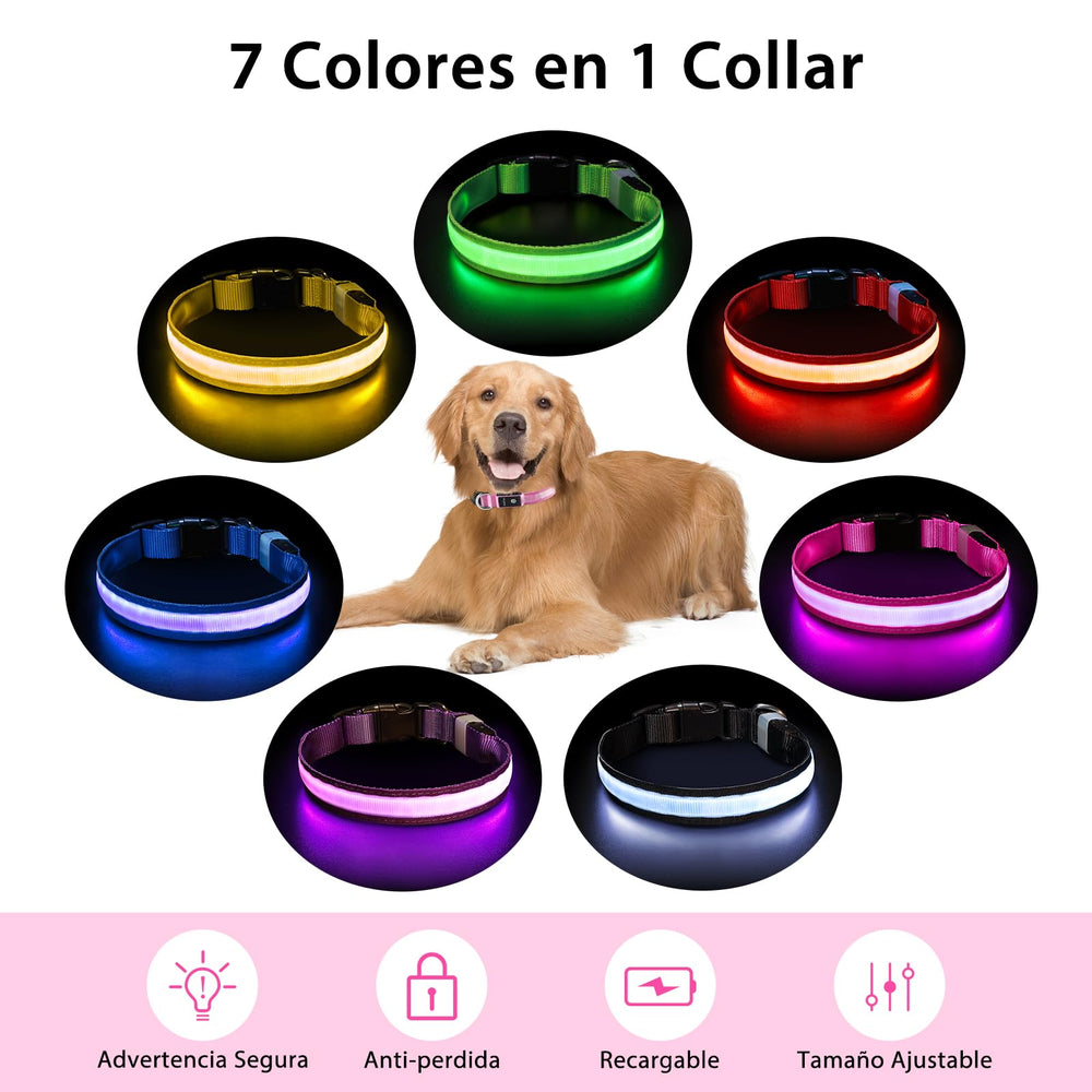 PcEoTllar collar LED, brillo nocturno para ver a tu mascota.